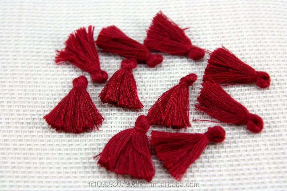 Mini Tassels, 2,5cm Cotton Tassels, Tiny Short Cotton Tassels, Maroon Cotton Tassel, Handmade Mini Tassels, Mini Cotton Tassle