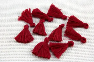 Mini Tassels, 2,5cm Cotton Tassels, Tiny Short Cotton Tassels, Maroon Cotton Tassel, Handmade Mini Tassels, Mini Cotton Tassle