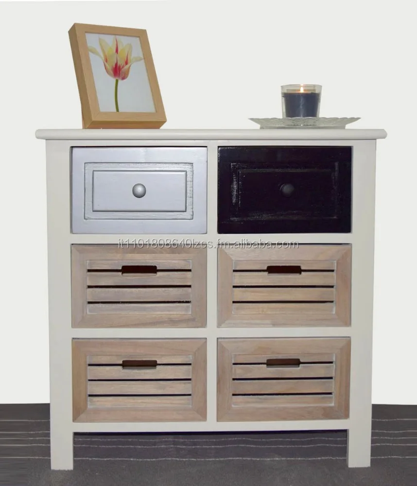 Witte kast met 8 laden nachtkastje hout zwart grijs slaapkamer ...