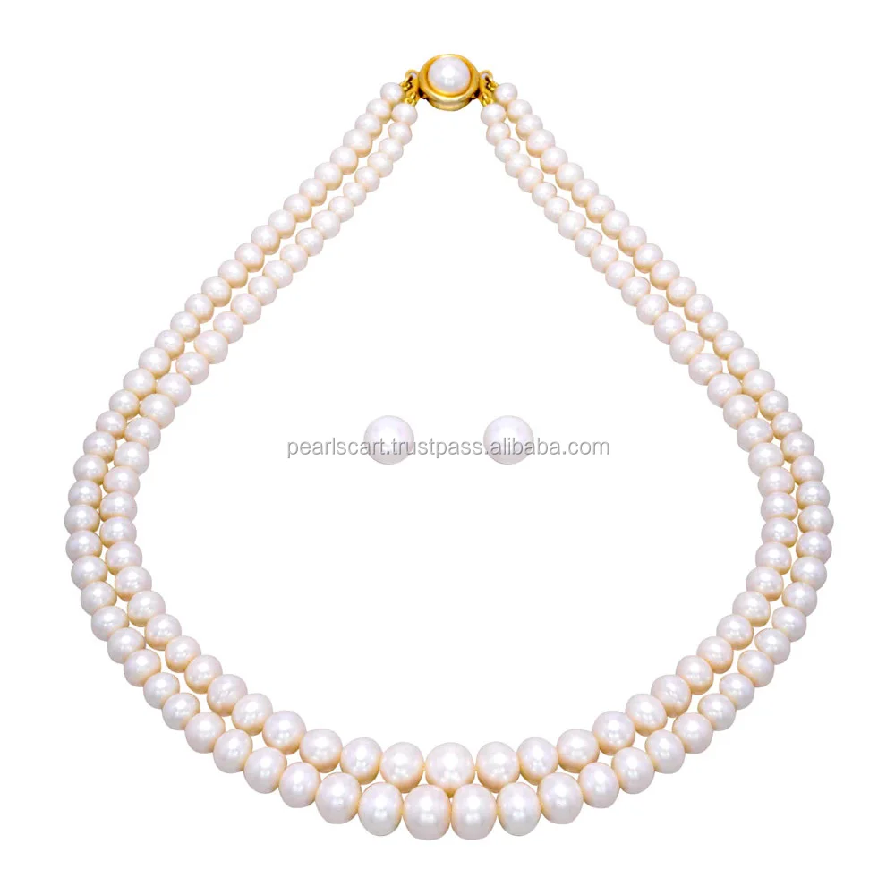 Double String Graded Pearl Necklace Set 