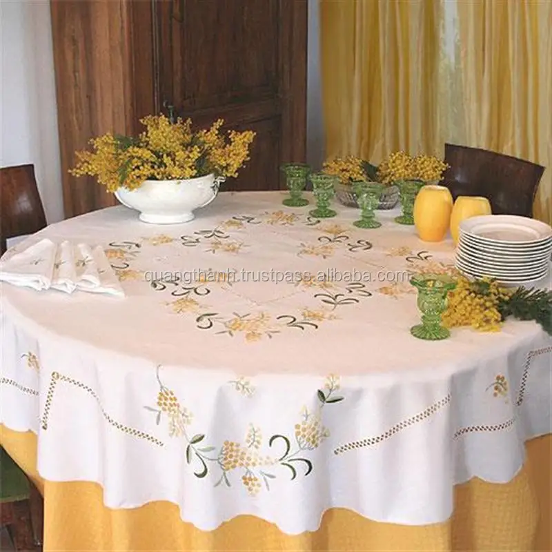 Handmade Embroidery Table Cloth Hemstitch Tablecloth Tablecloth Cover