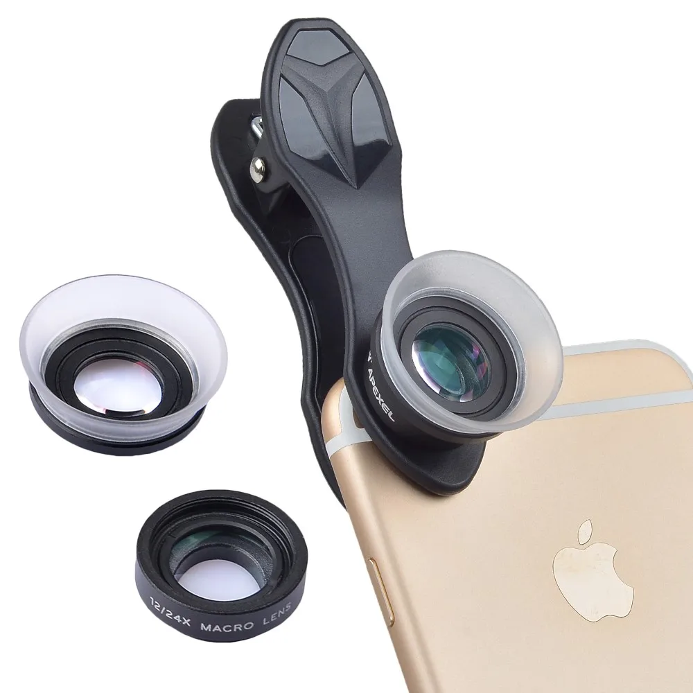 Apexel new arrival apl-24xm macro lens mobile photography hood macro lens for iphone Android