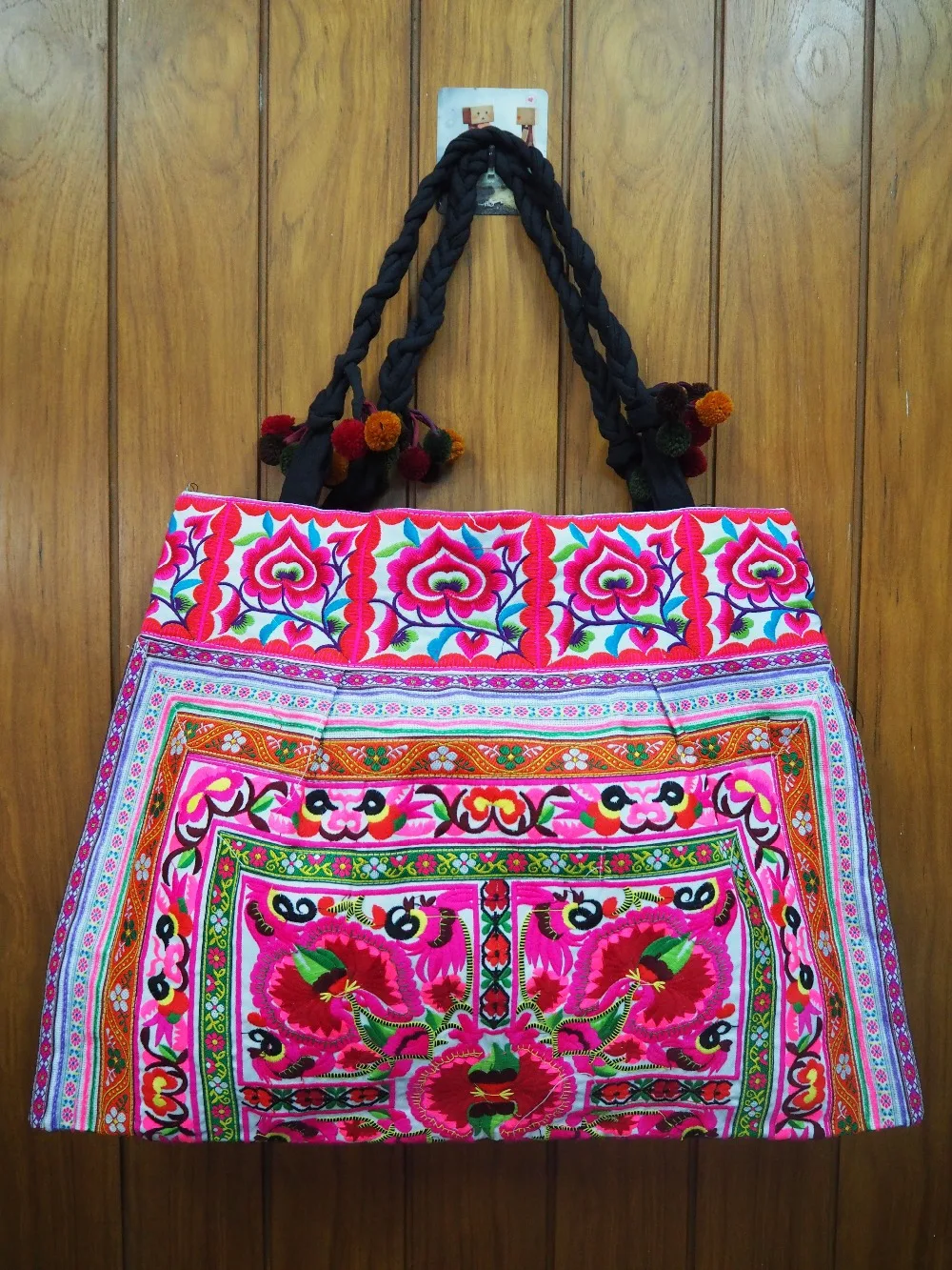 Thailand Handmade Festival Hmong Jumbo Pom Pom Fabric Tote Bag Hmong ...