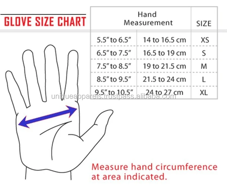 Soccer Gloves Size Chart