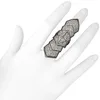 925 Sterling Silver Armor Knuckle Ring, Pave Diamond Full Finger Ring