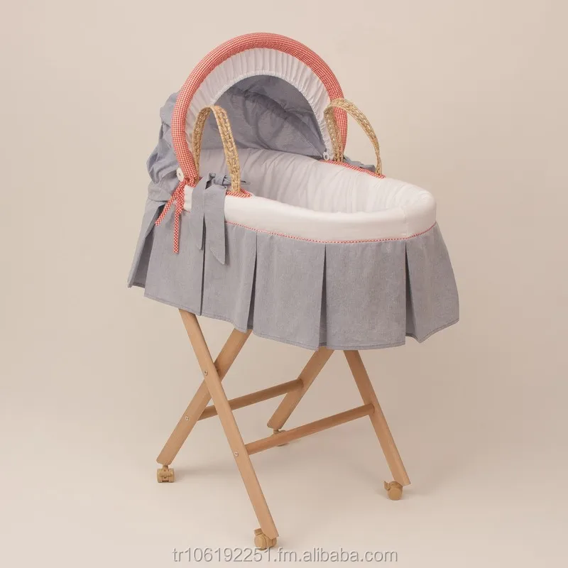 Wooden Crib Cots And Wicker Moses Basket Buy Wooden Crib