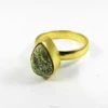 Orasia Gemstone Jewelry - Silver Lining Jasper - Pear Cabochon Gemstone - 18k Gold Plated - Bezel Ring - SIRG0998