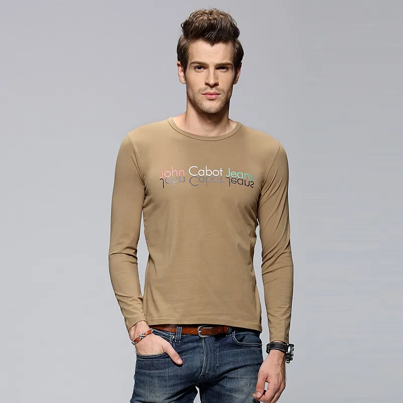 Crew Neck Slim Fit Cotton Spandex Long Sleeve T Shirt For Mens - Buy ...