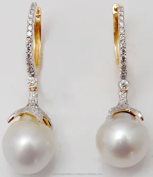 Diamond Hoop Attached Pearl Drop Earrings Manufacturer From India Yellow Gold Peal Product On Diamond Hoop Attached Pearl Drop Earrings Manufacturer From India Yellow Gold Peal Product On