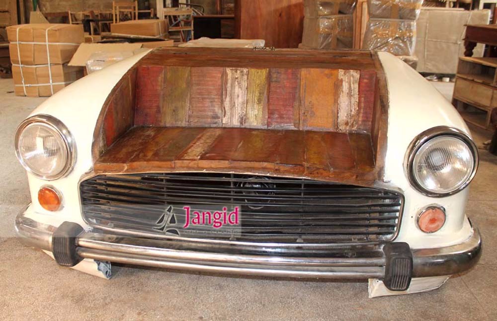 vintage recycled car converted living room sofa
