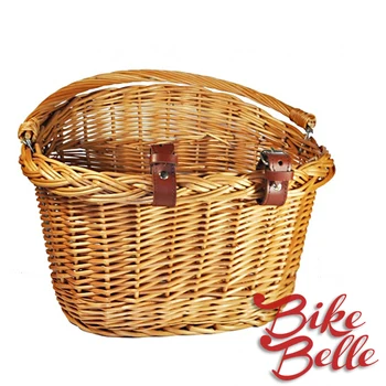 white wicker bike basket