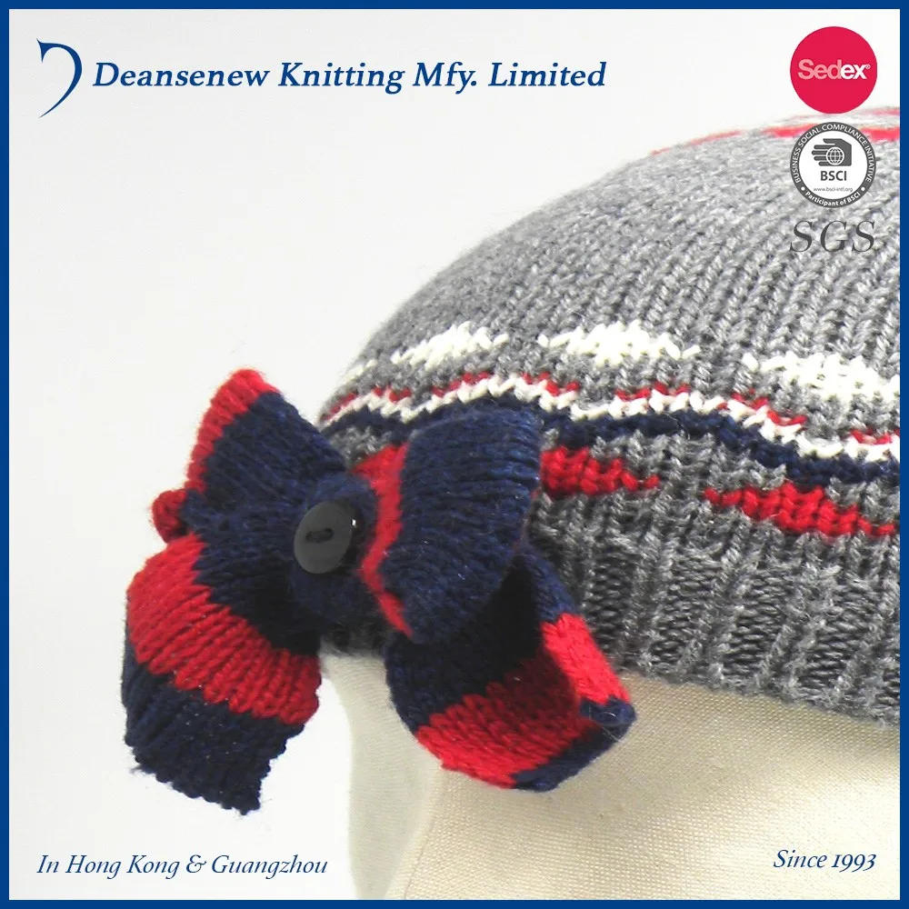 Fashion 60% Cotton 30% Nylon 10% Merino Wool Girls Jacquard Knitted Beret (4).jpg