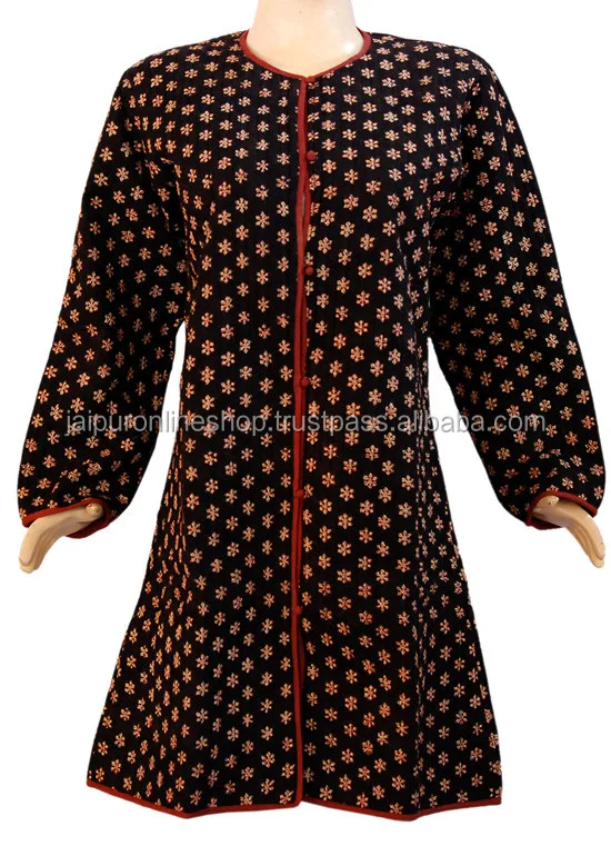 Jaipuri Vintage Cotton Kantha Cloth Jacket Reversible Indian Handmade
