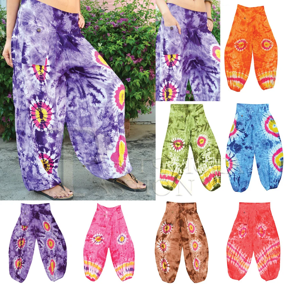 Harem pants colorato tie dye donne pantaloni pantaloni yoga hippie boho Beach Festival pantaloni larghi