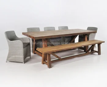 Wholesale Bench Rattan Dining Chairs And Table Patio Outdoor