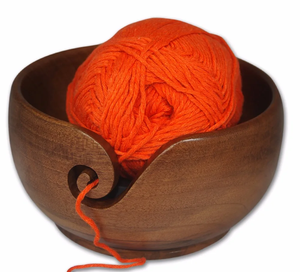 Wooden Yarn Bowl Handmade From Walnut Wood Yarn Holder Storage Organizer For Knitting And