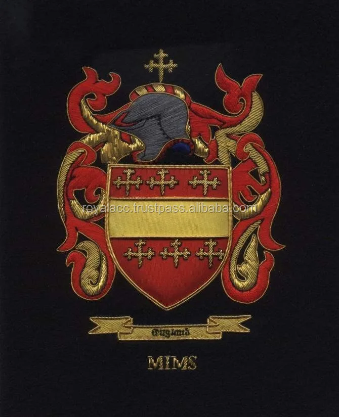 Coat Of Arms Banner Family Crest Banner Hand Embroidery Bullion Wire