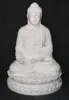 Terrazzo Buddha Sitting on Lotus Statue Carving White/black