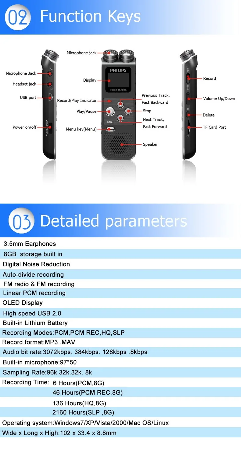 PHILIPS electronic gift items voice recorder for professional woman