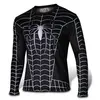 Polyester Spandex Long Sleeves Black Compression Shirt / Rash Guard with Superior Spider Web design