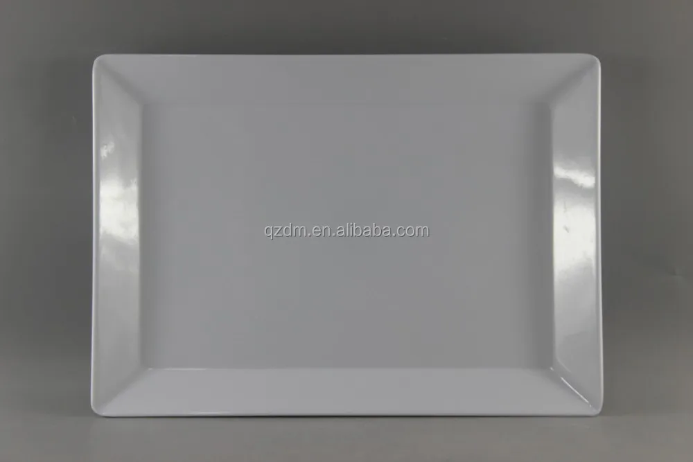 Blank White Melamine Rectangle Serving Tray For Buffet