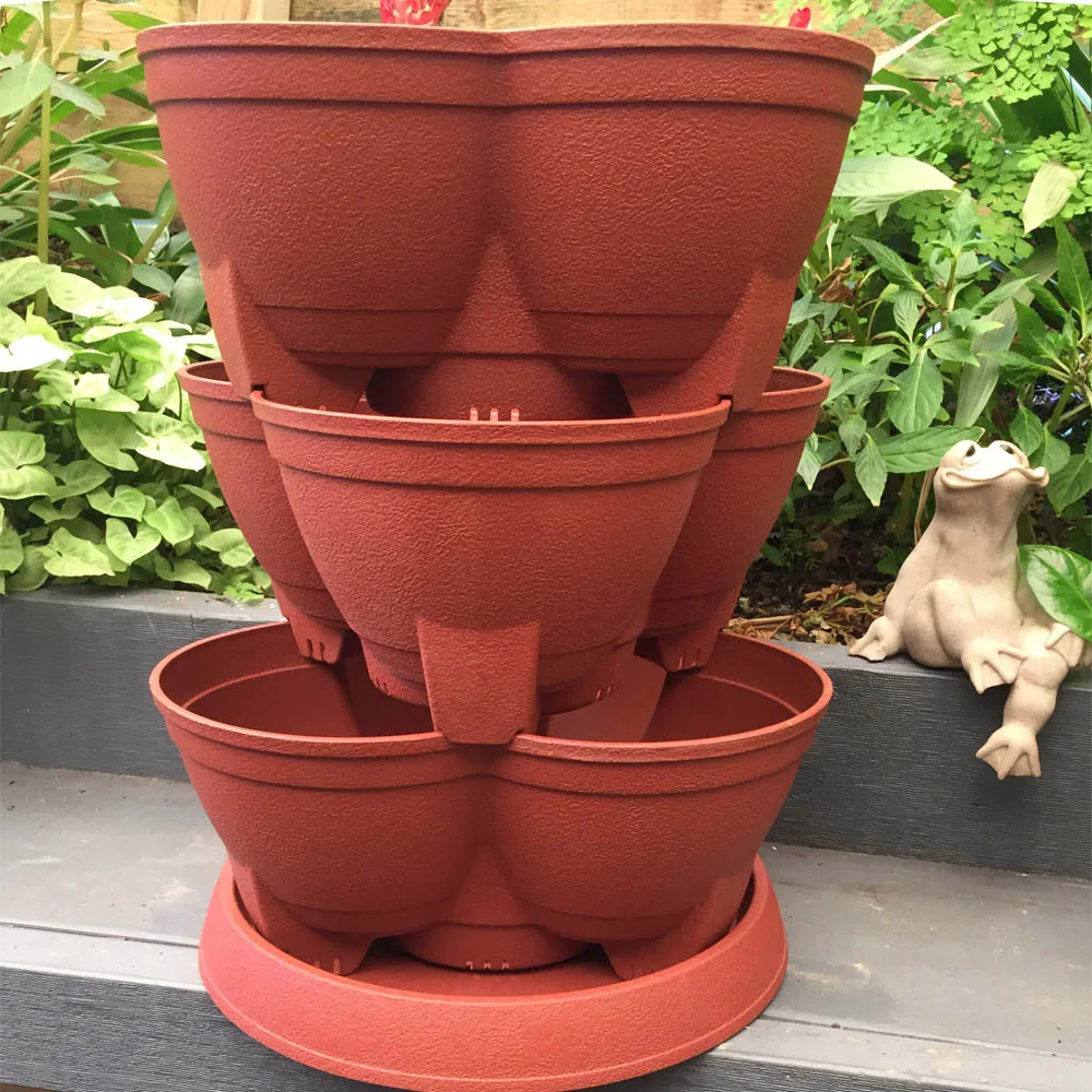 Stackable Planter Stackapots Midi 3 Layered With Drainage Tray