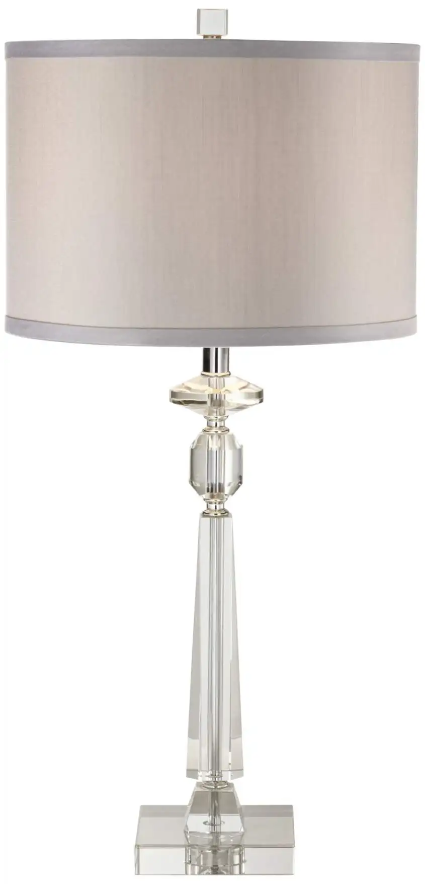 1015-11 tapers upward toward small geometric shapes column-style base sits Modern Crystal Table Lamp