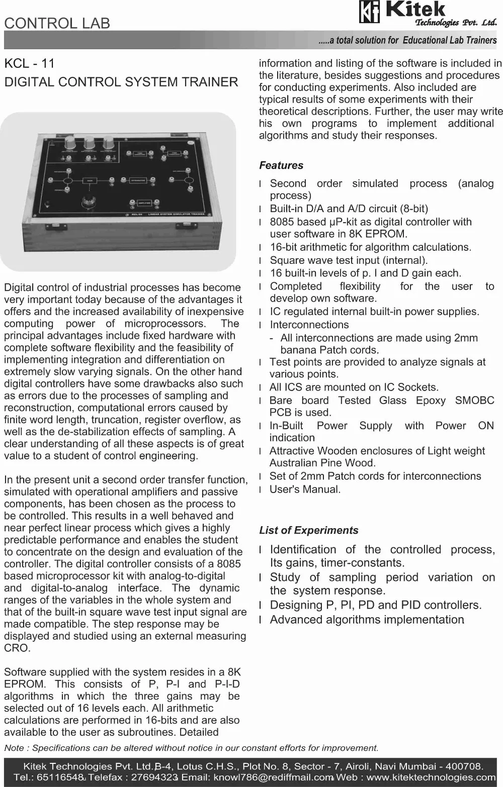 Dc Servo Motor Trainer Kit / Transducer Trainer / Control Lab Trainer