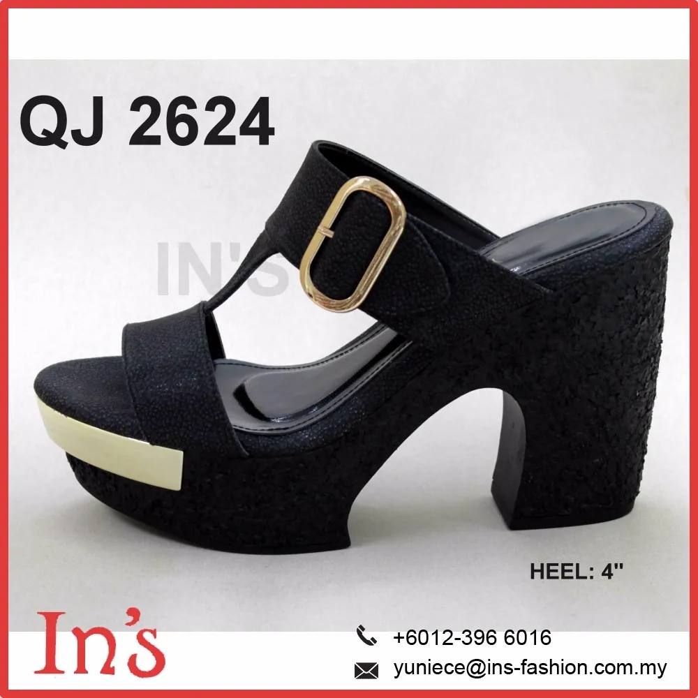 Malaysia Ladies Chunky High Heels Shoes Sandals In Black Buy Malaysia Shoes,Ladies Shoes,High