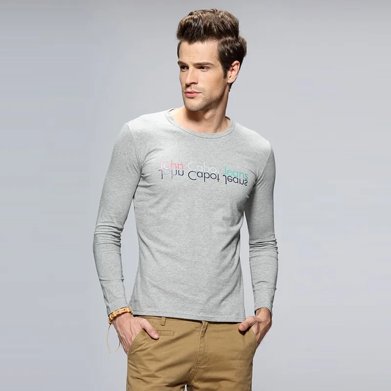 Crew Neck Slim Fit Cotton Spandex Long Sleeve T Shirt For Mens - Buy ...