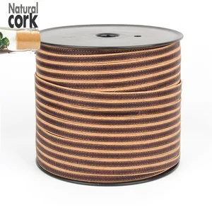 Portuguese Cork 10mm flat cork cord brown with beige cork leather jewelry supplies Cor-121