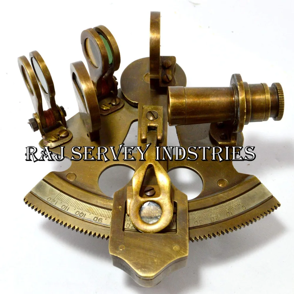 Nautical Antique Solid Brass Sextant Working Ship Astrolabe With Wooden Box Gift
