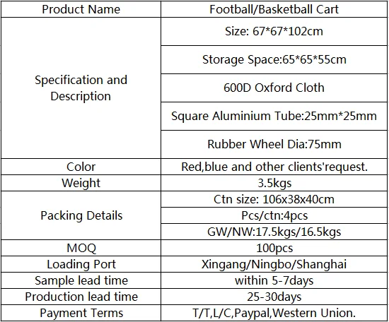 Outdoor Portable Steel Frame  football volleyball basketball Tennis Ball Cart  Carrier