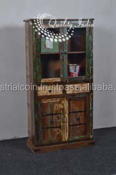 Reclaimed Wood Multi Shelves With Glass Door Kitchen Cabinet Buy