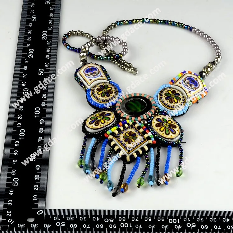 bohemian necklace beaded necklace