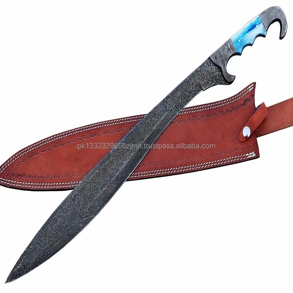 HANDMADE DAMASCUS THÉP DAO RỰA DAO VỚI MÀU SẮC XƯƠNG HANDEL CHUYÊN NGHIỆP DAO CẮM TRẠI DAO