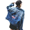 vintage custom logo wholesale women denim jean jacket embroidered crafted patches