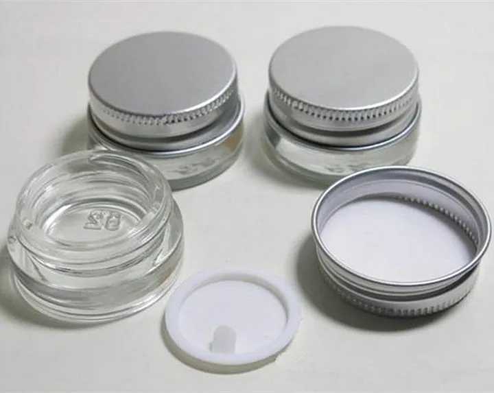 Thicken Bottom Clear Glass 5ml Lip Balm Jar With Metal Lid,Straight