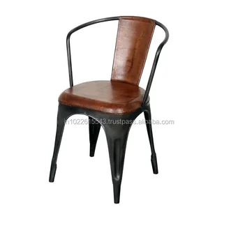 Vintage Metal Leather Cafe Restaurant Chair Modern Iron Vintage Metal Leather Cafe Restaurant Chair Modern Iron Dining