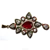 925 Sterling Silver Gold Overlay Polki With Zircon And Ruby Stone Pendant Jewelry