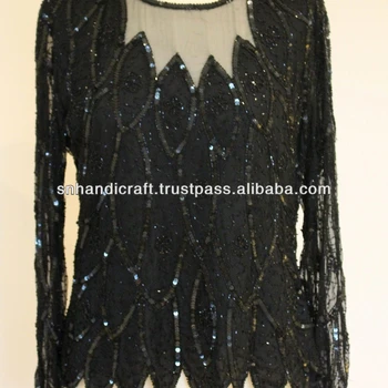 black dress sequin top