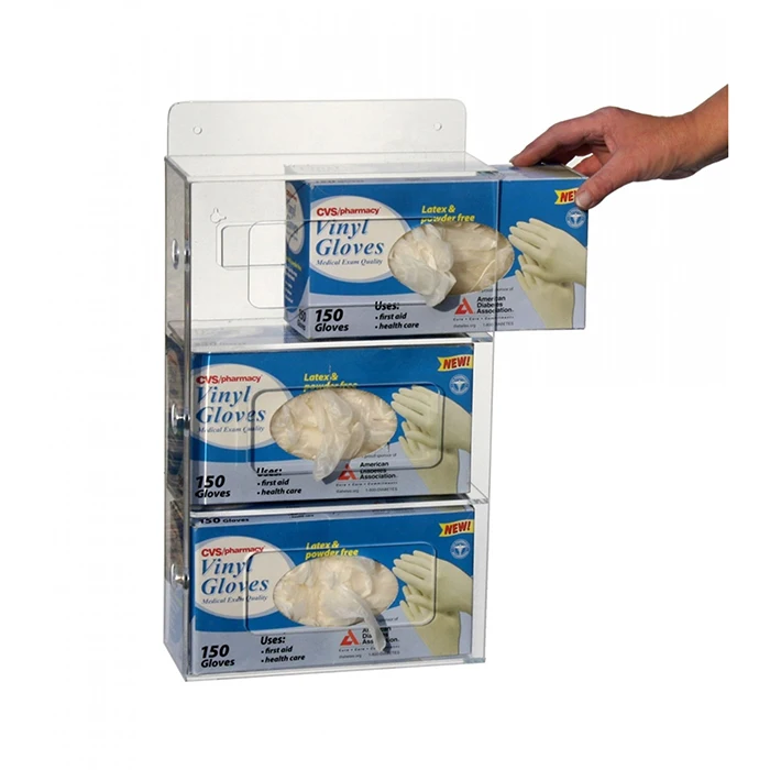 Medical Glove Box Dispenser Holder Clear Acrylic Wall Mounted Triple