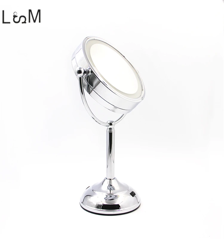 Makeup Round Metal Led 20x Magnification Double Sided Custom Size