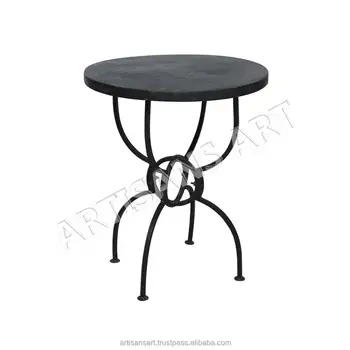 Rustic Industrial Round Side Table Harper Round Wood And Metal