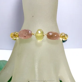 Quartz And Yellow Topaz Bracelet Stone Customisable Quartz And Yellow Topaz Bracelet