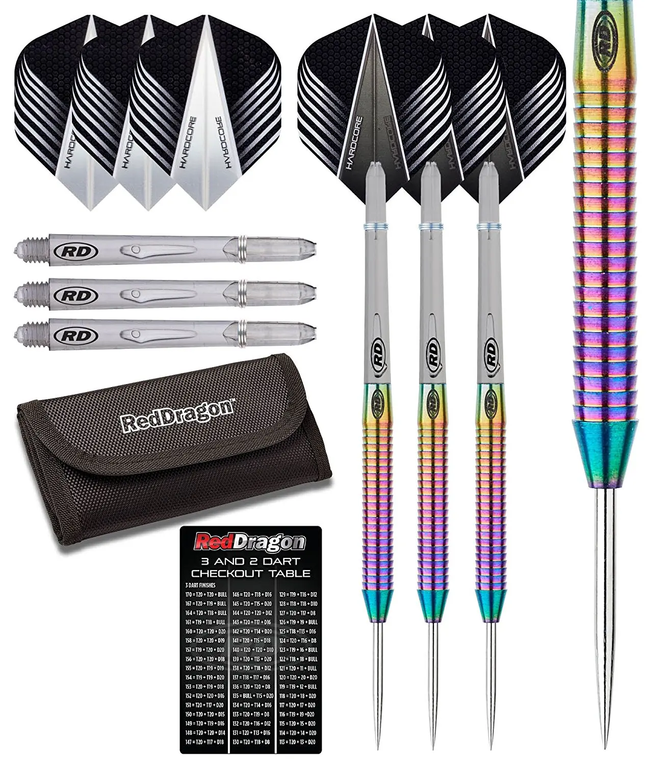 Red Dragon Razor Edge Spectron: 85% Tungsten Steel Darts with Flights, Shafts, Wallet & Red Dragon Checkout Card