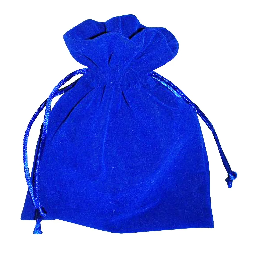 Wholesale Custom Jewellery Packaging Deep Blue Colour Customized Size Velvet Drawstring Bag