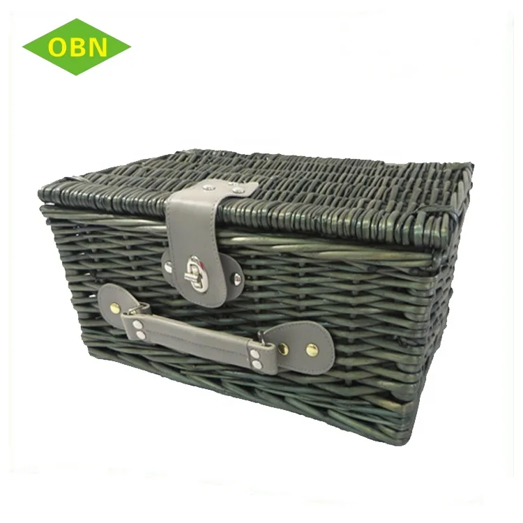 Lidded Custom Natural Empty Gift Wicker Willow Christmas Hamper Basket With Pu Handle Buy