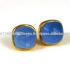 Light Blue Chalcedony Excellent Quality Gemstone Stud For Top Plating Handmade Stud