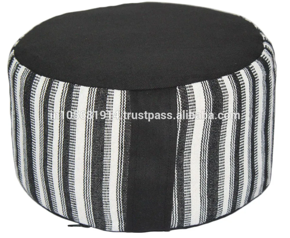 36x15 CM filled with buckwheat   Black white stripes Meditation Cushion 